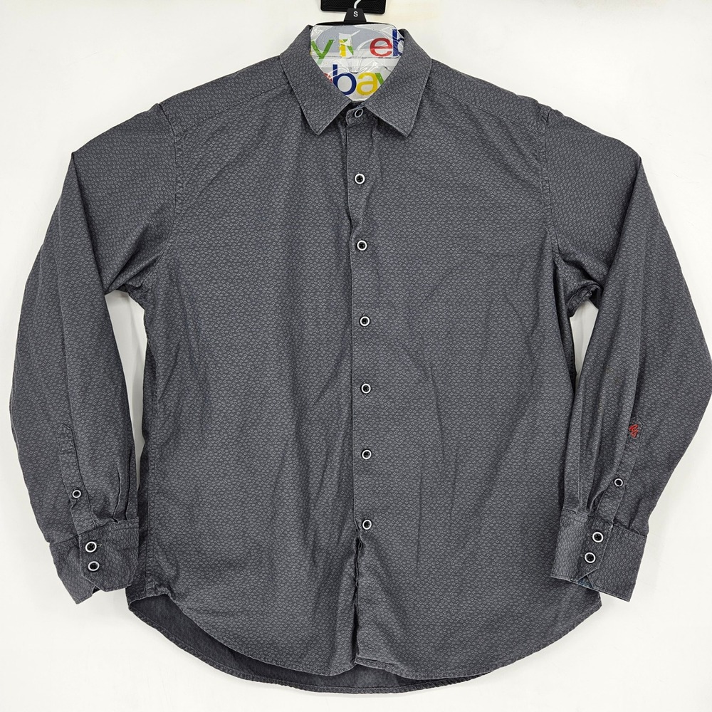 Robert Graham Shirt Mens Large Button Gray Casual Long Sleeve Preppy FLAWS